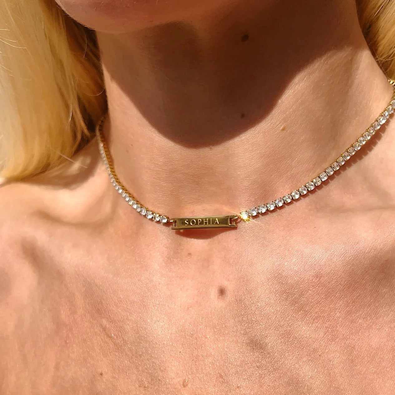 Engraved Tennis Necklace