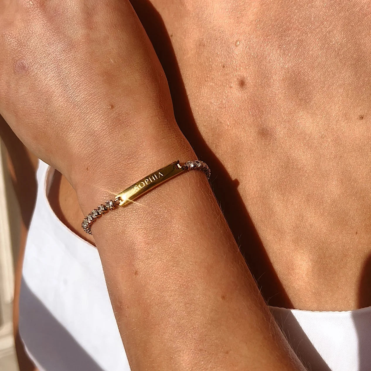 Engraved Tennis Chain Bracelet