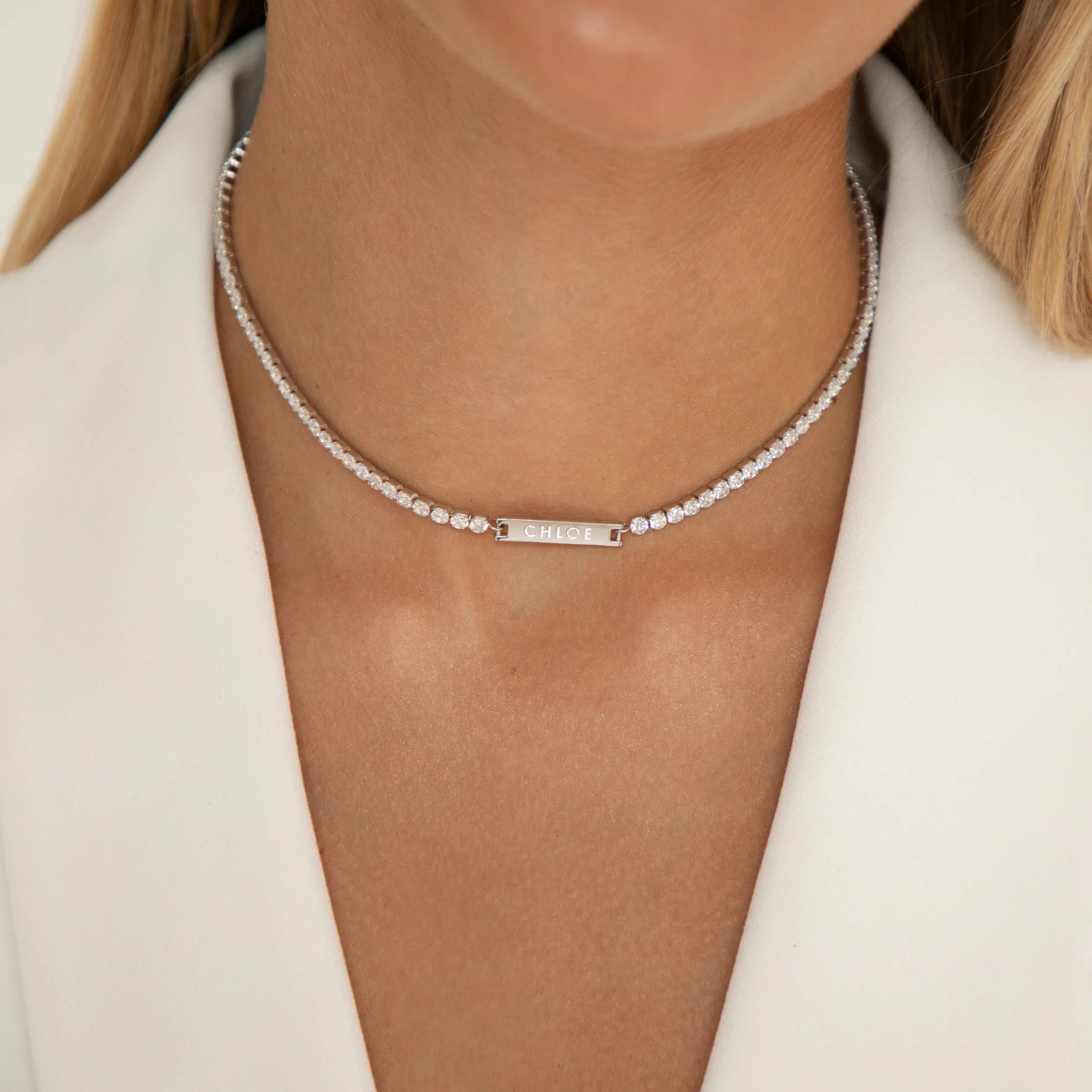 Engraved Tennis Necklace