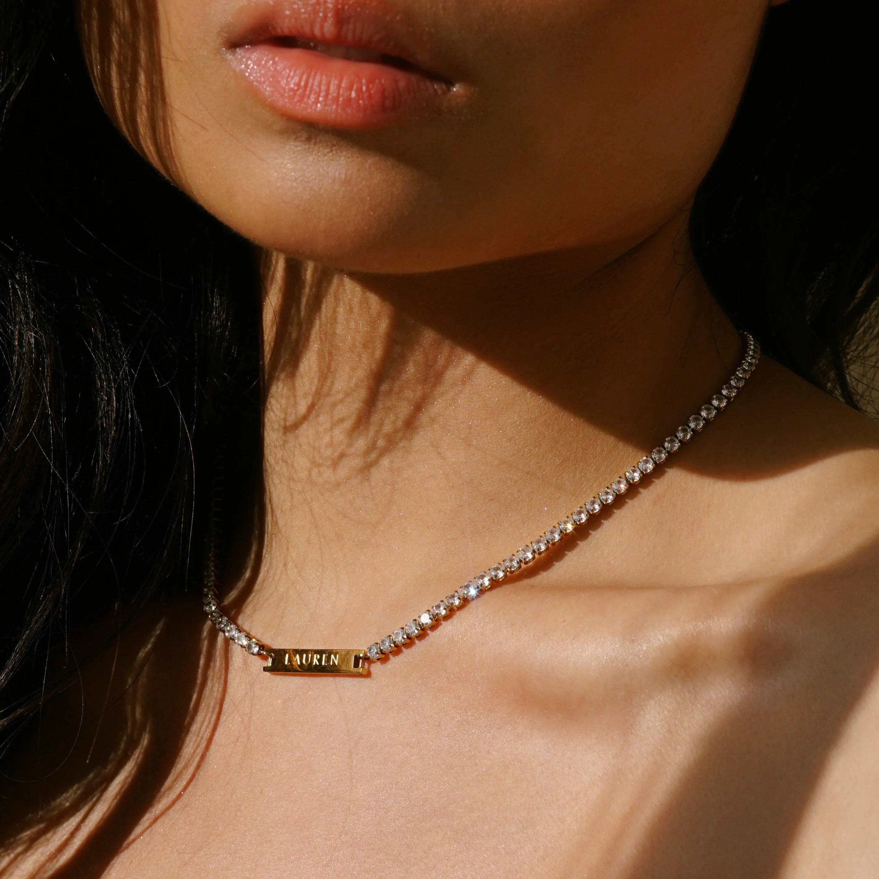Engraved Tennis Necklace