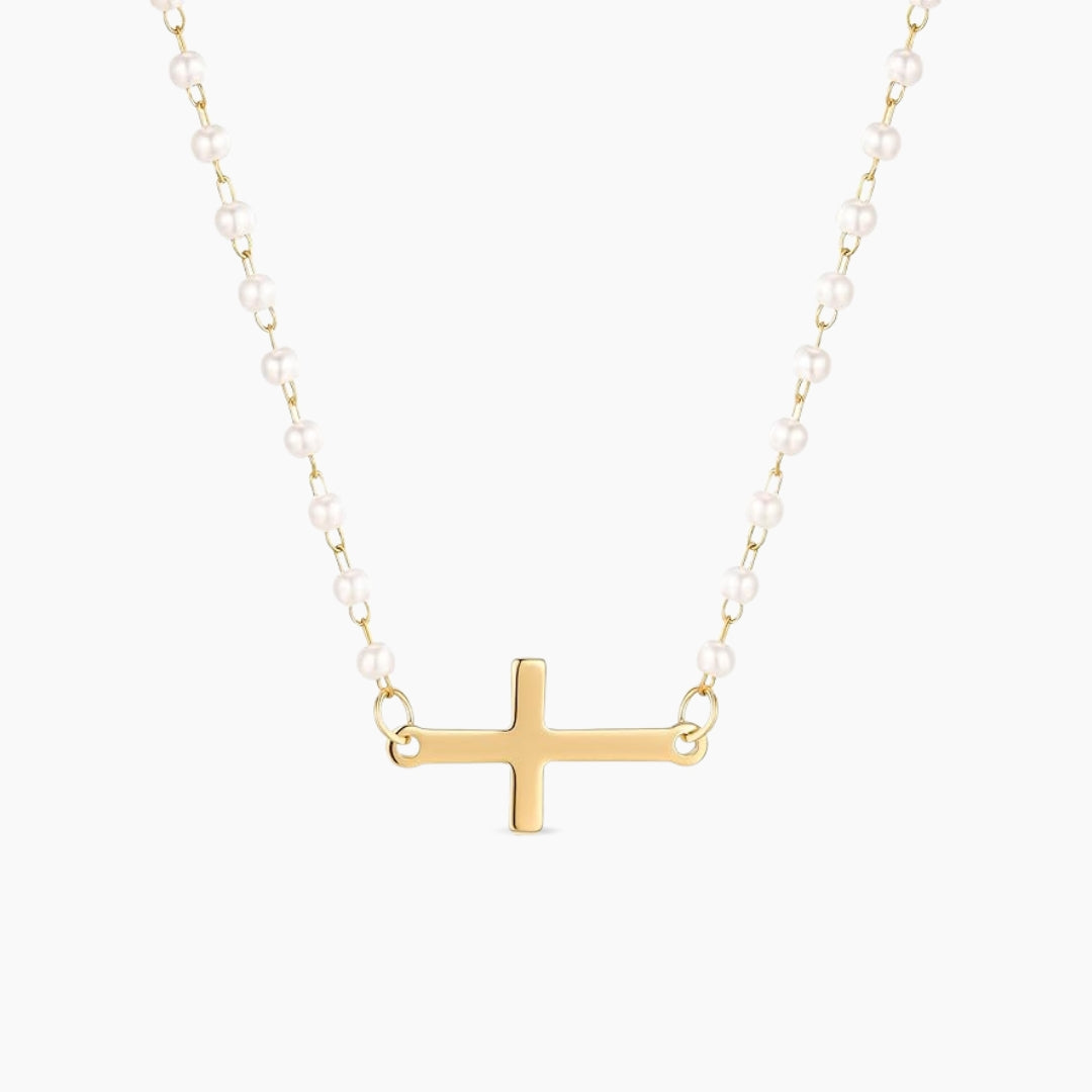 Natta Cross Pearl Necklace