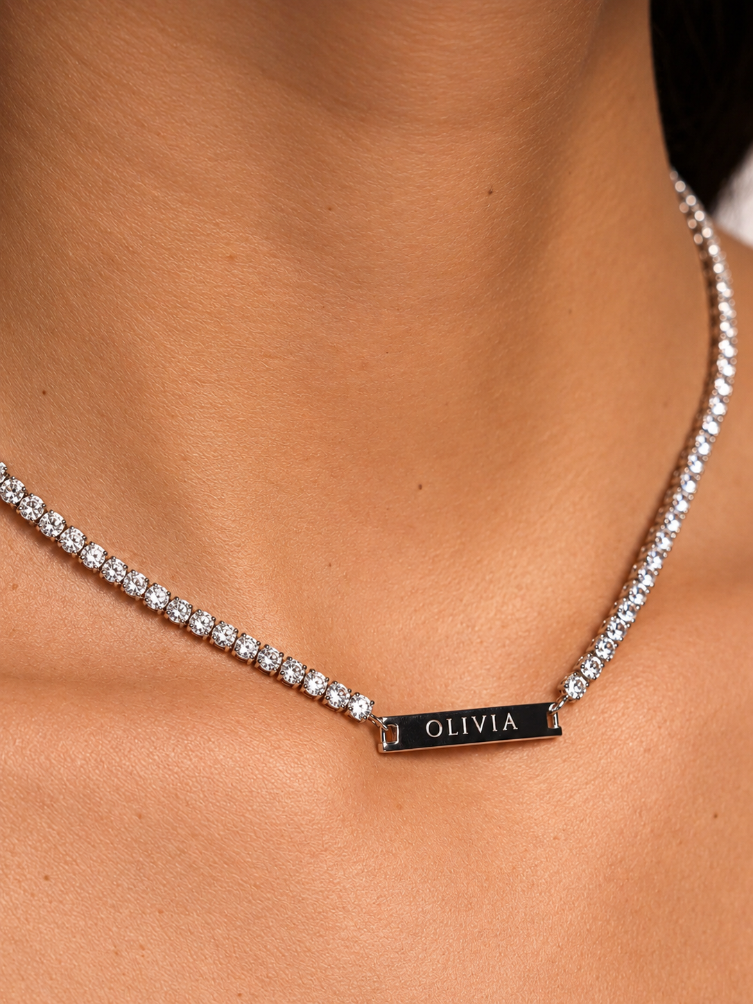 Engraved Tennis Necklace
