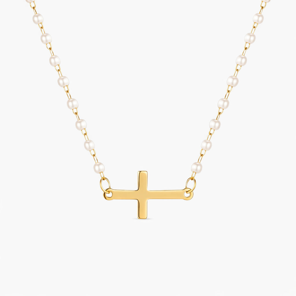 Natta Cross Pearl Necklace
