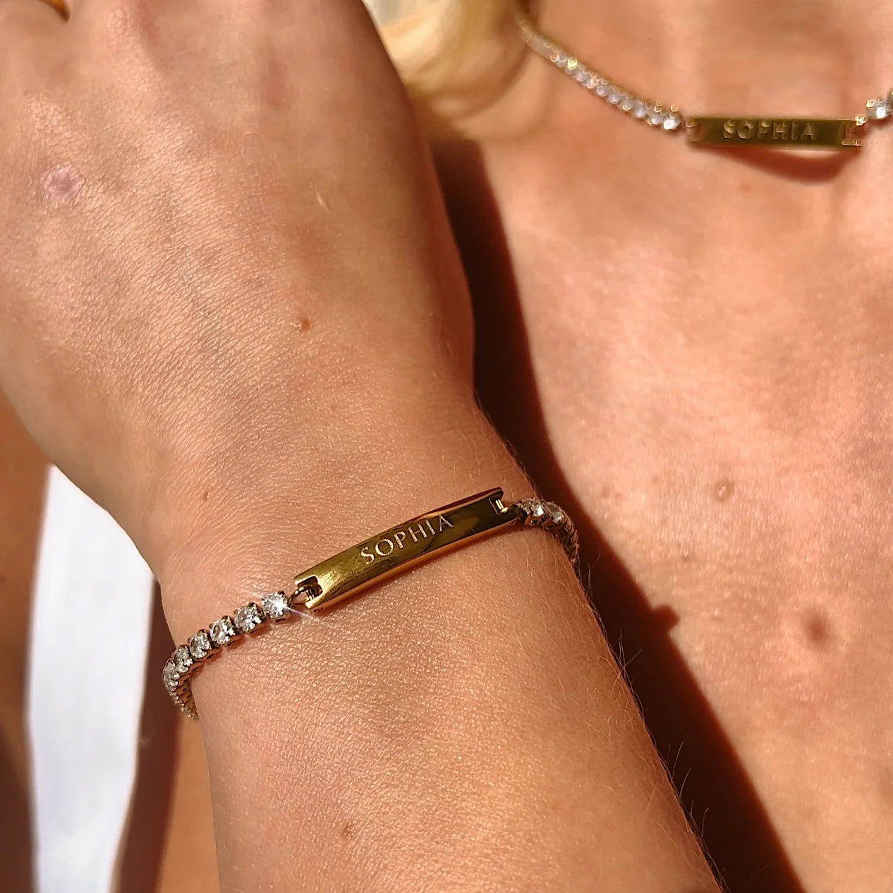 Engraved Tennis Chain Bracelet