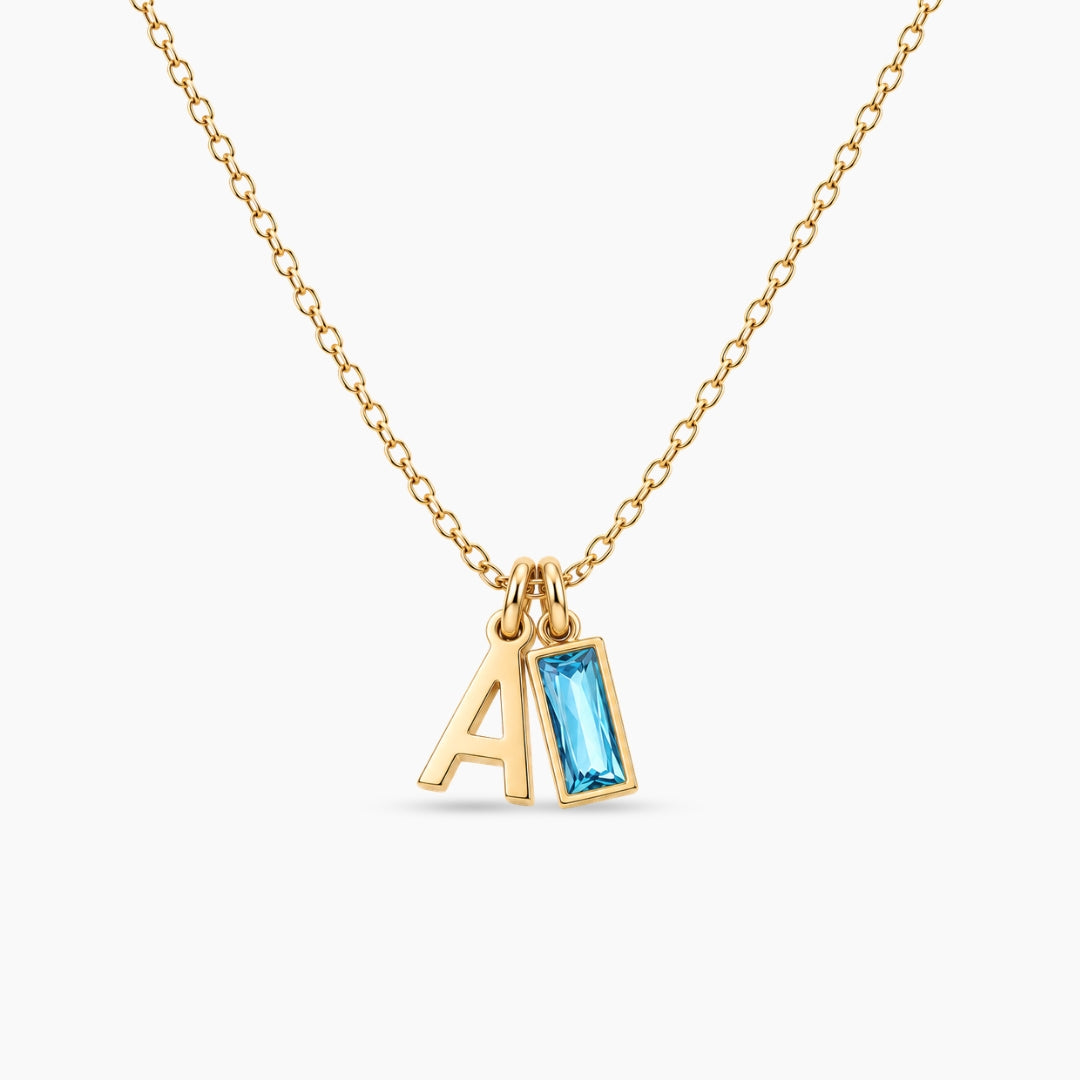 Initial Birthstone Necklace